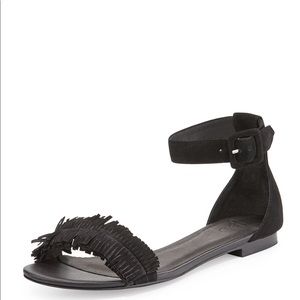 Joie Ferris fringe suede flat sandal, sz 7 1/2